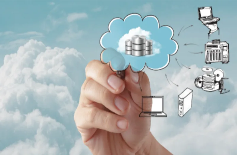 Ilustração de backup de dados em nuvem corporativa